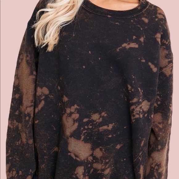 NEW Black Bleached Sweatshirt S-5X oversized top - Picture 2 of 5